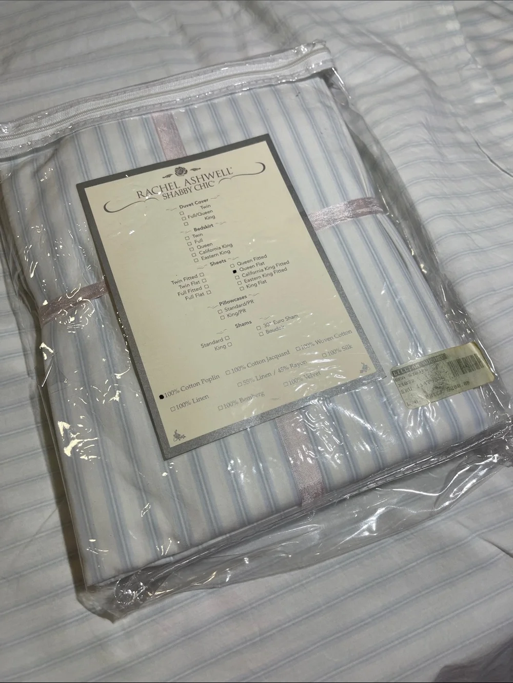 Rachel Ashwell, Shabby Chic NWT SEA STRIPE QUEEN, FLAT SHEET